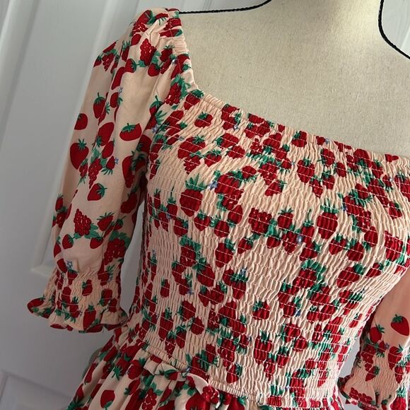 Betsey Johnson Strawberry Feilds Challis Midi Dress size XS - Picture 7 of 12